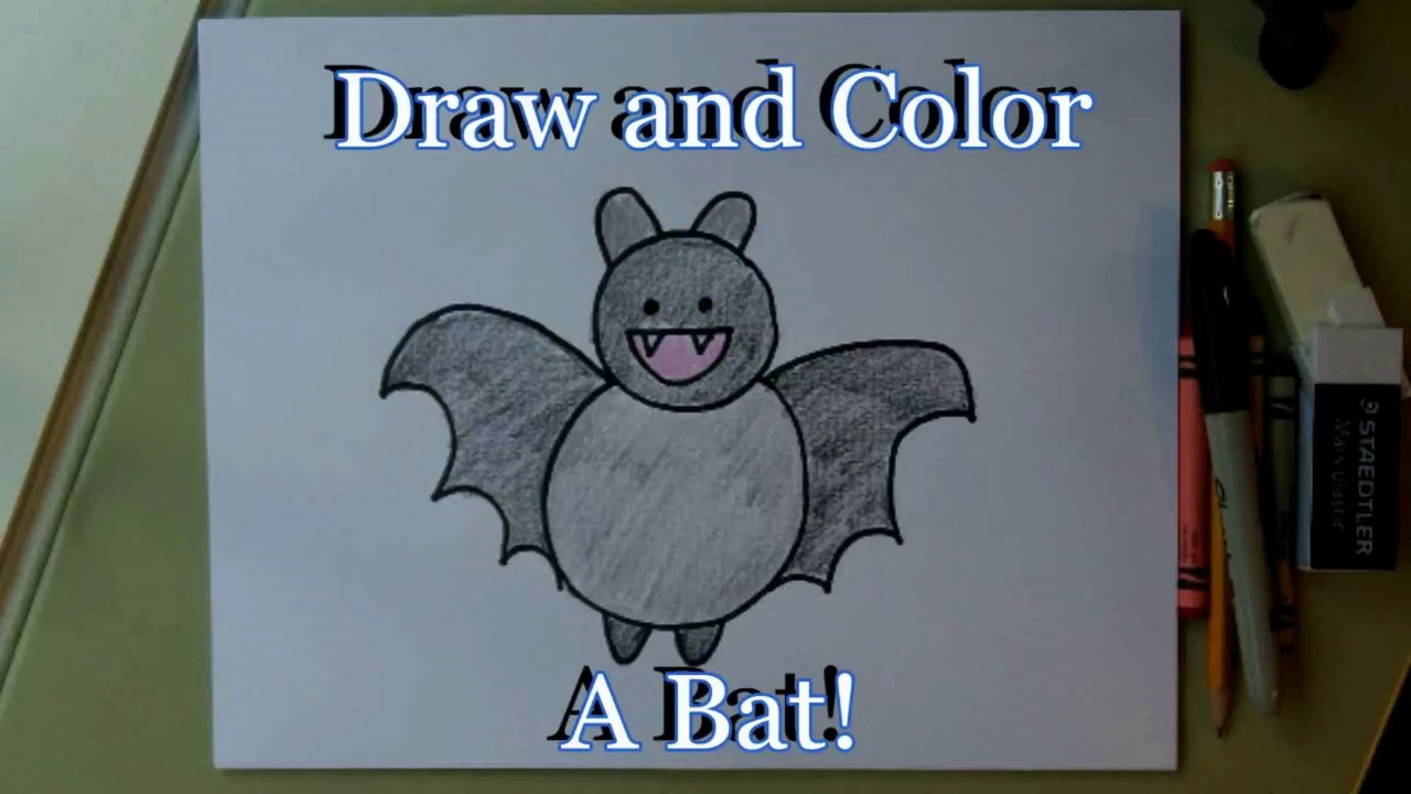 How to draw a  cartoon bat!  Easy step by step= for kids