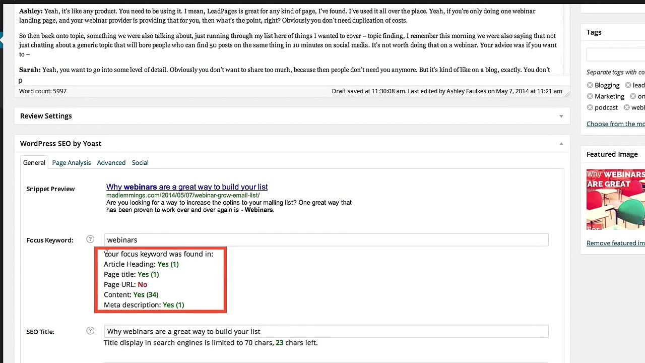 Wordpress SEO by Yoast [Tutorial] How to optimize on page SEO