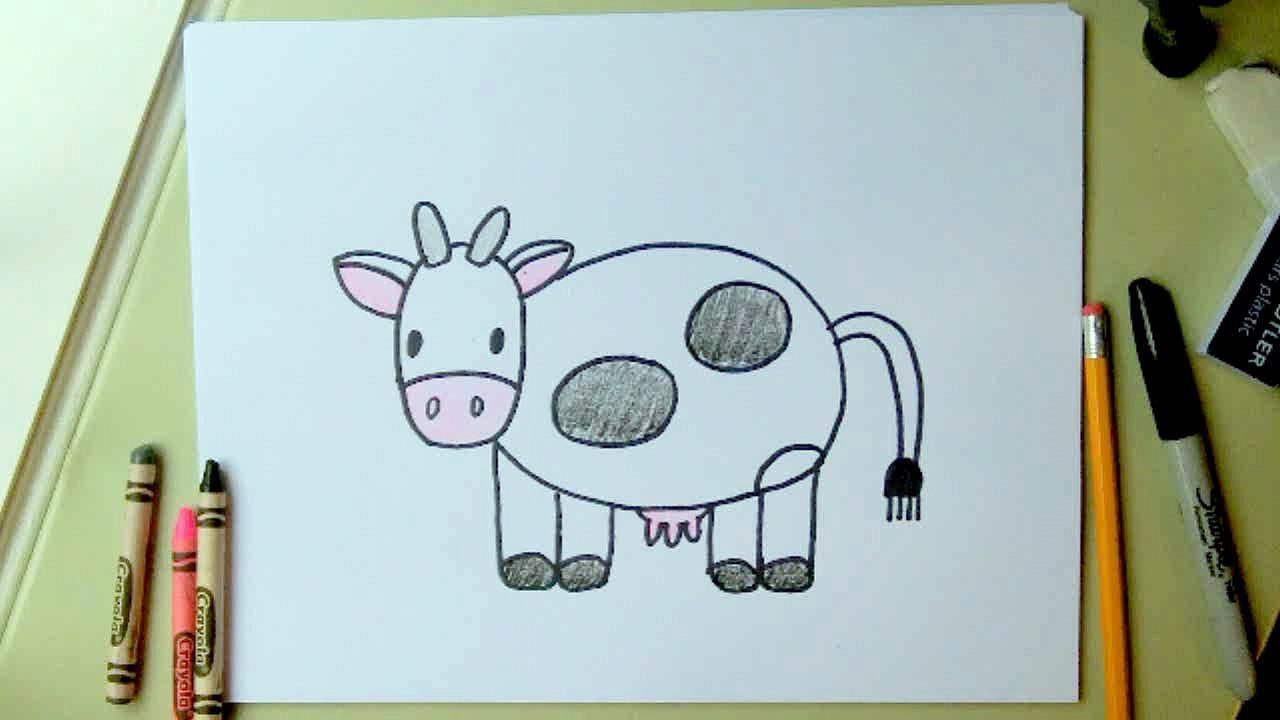 How to draw a cow, step by step for kids easy