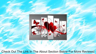 Hand-painted Wood Framed Oil Wall Art Red Flower Love Butterfly Home Decoration Abstract Landscape Oil Painting on Canvas 5pcs/set Review