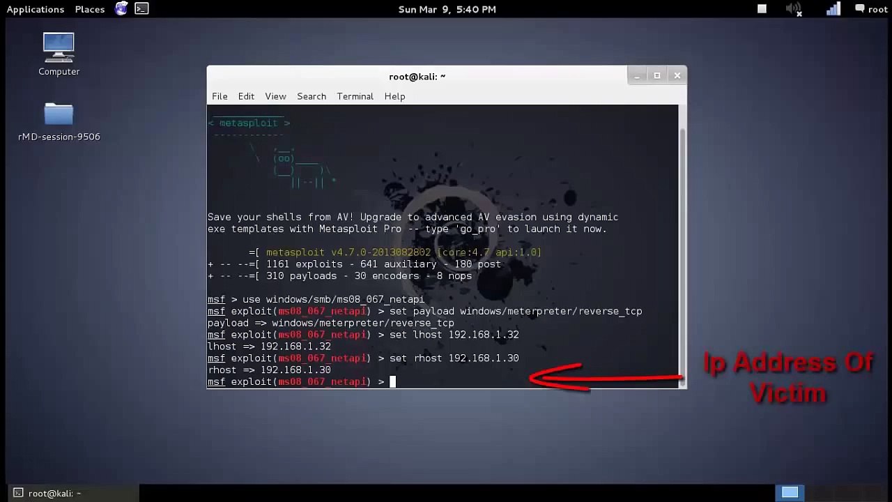 Hack iphone with address kali linux command