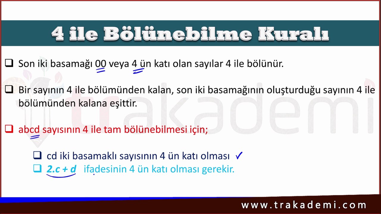 4 ile Bölünebilme Kuralı