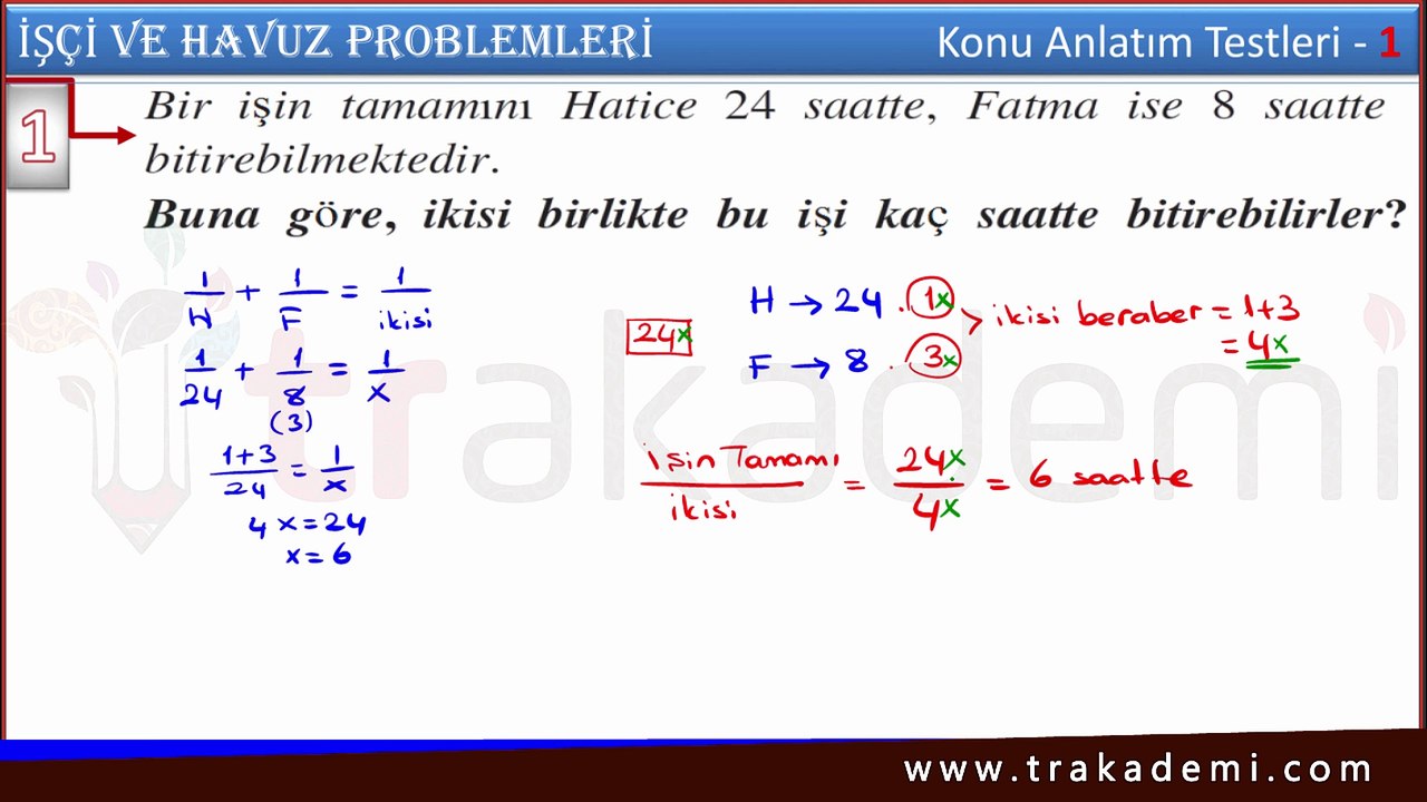 İşçi Havuz Problemleri Konu Anlatımı Video Ders 01