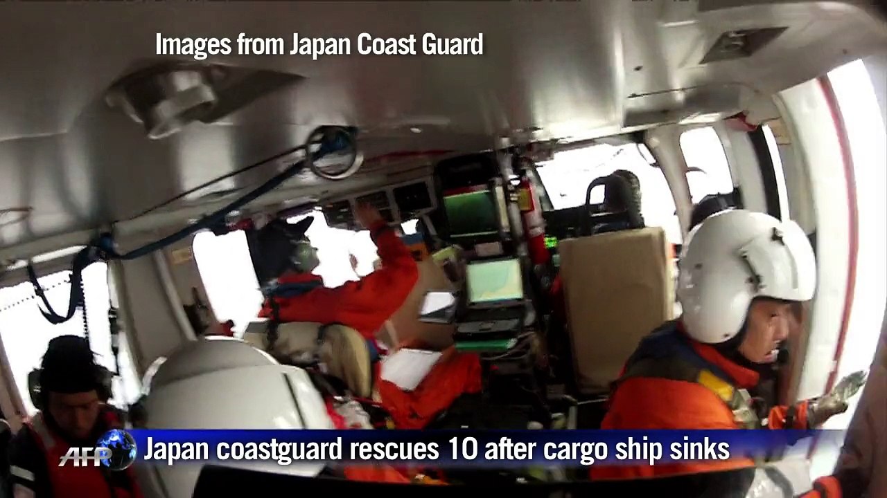 Japan coastguard rescues 10 after cargo ship sinks