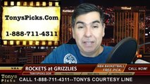 Memphis Grizzlies vs. Houston Rockets Free Pick Prediction NBA Pro Basketball Odds Preview 12-26-2014