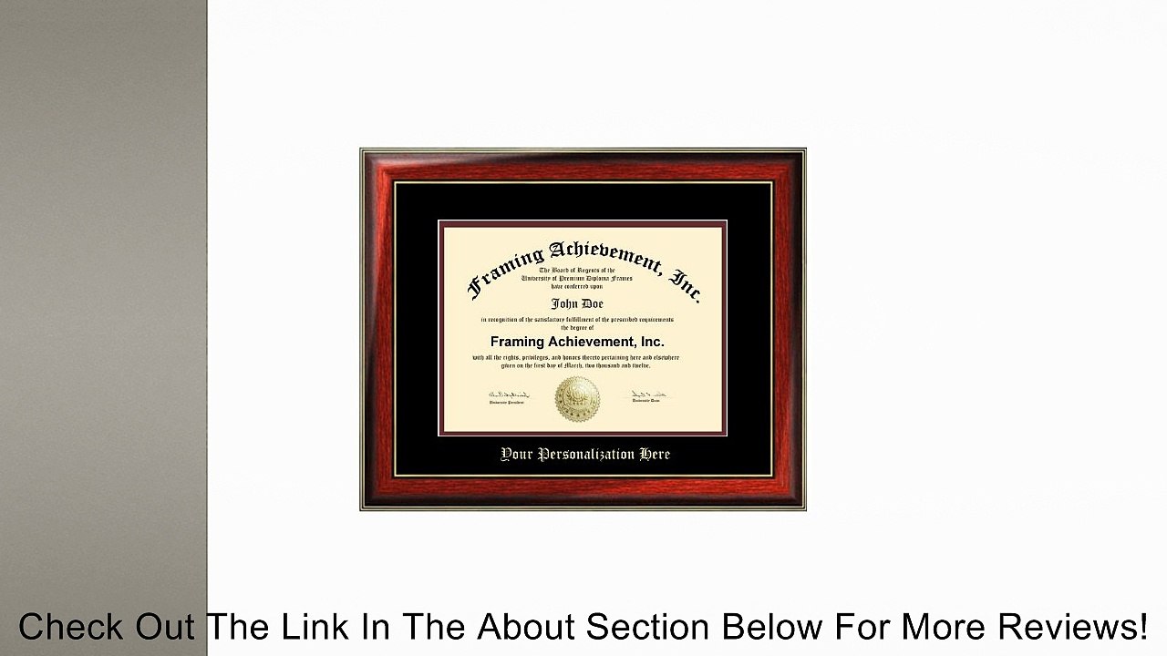 Personalization by Gold Embossing - Premium Satin Rich Mahogany with Gold Accents University Diploma Frame - Top mat (Black) Inner mat (Maroon) - Personalized Embossed College Certificate Wood Frame Review