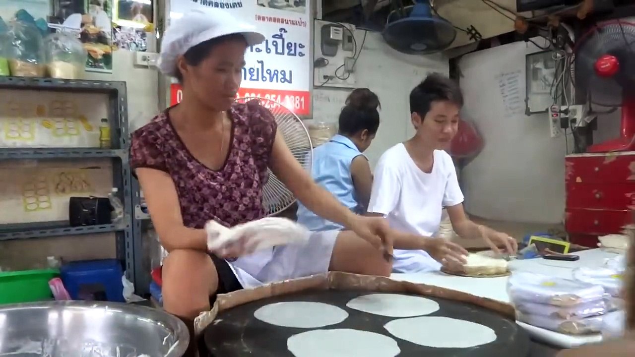 In Thailand Only   Woman Making Rice Paper Sheets