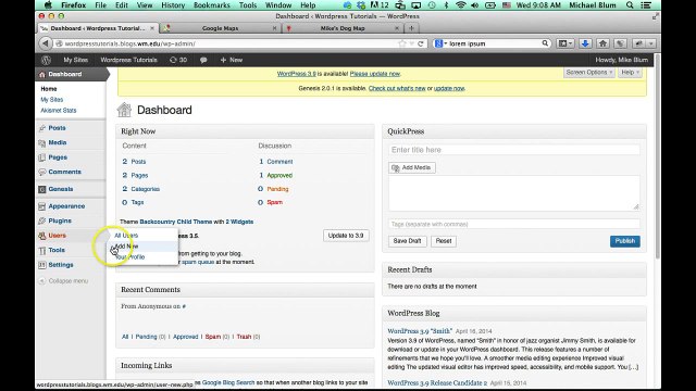 WordPress Tutorial 13 Adding Users