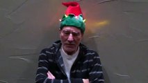 Patrick Stewart in a light-up, singing Christmas hat