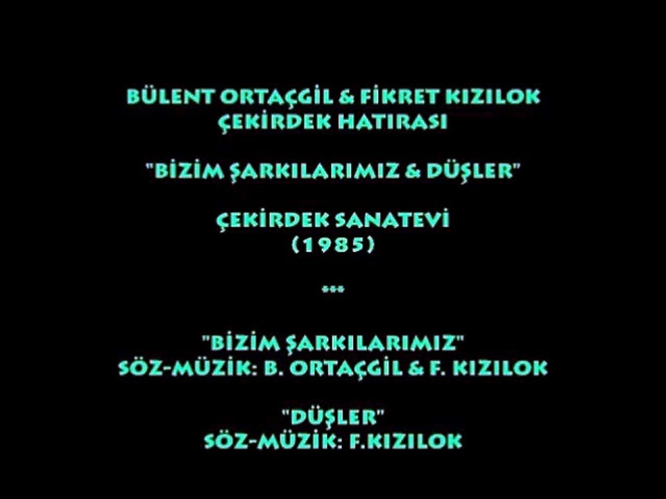 BÜLENT ORTAÇGİL & FİKRET KIZILOK: BİZİM ŞARKILARIMIZ & DÜŞLER (1985) ÇEKİRDEK SANAT EVİ...