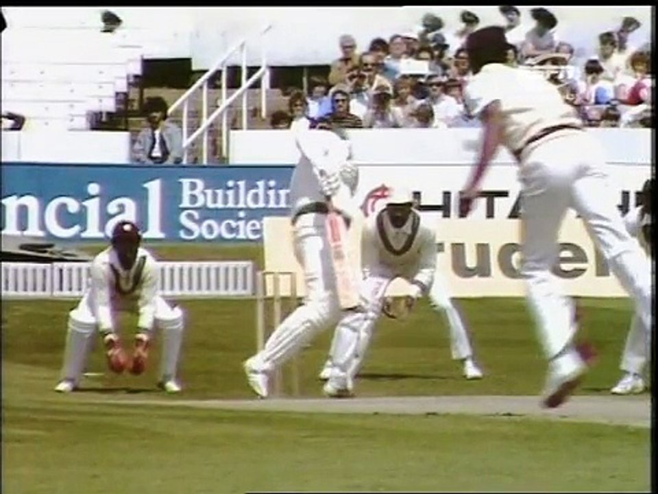 MICHAEL HOLDING SMASHES GRAEME WOODS FACE - 1983 WORLD CUP