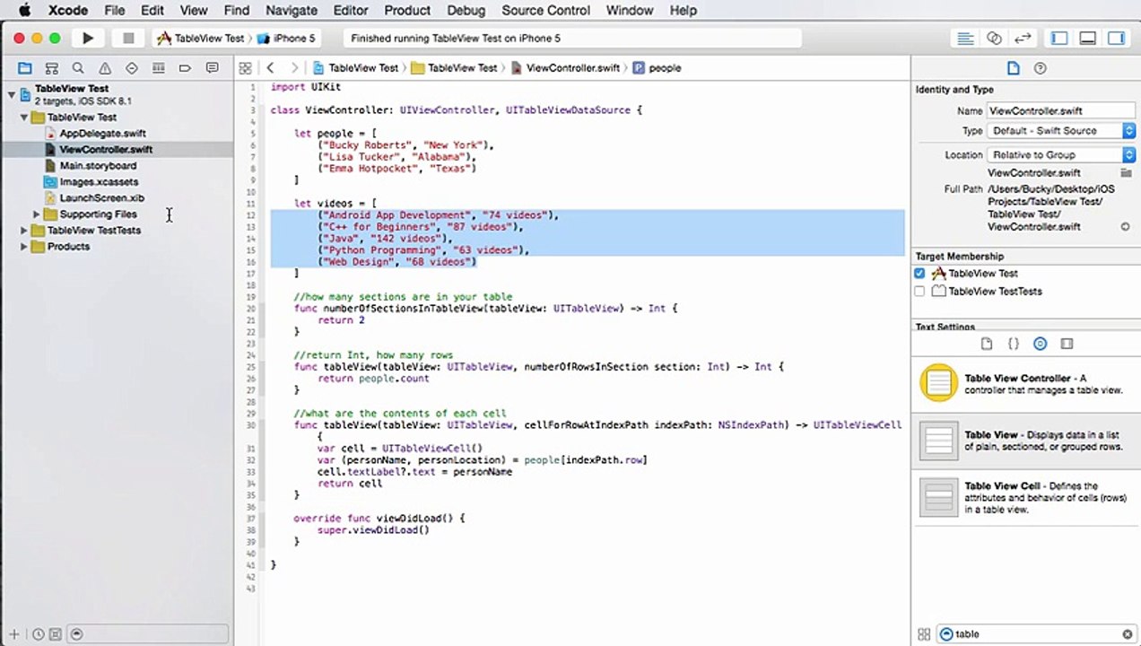 ---iOS Development with Swift Tutorial - 22 - Grouped Table Views -