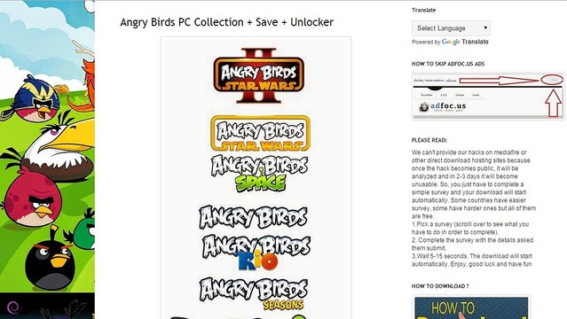 Angry Birds PC Collection Save Games with Unlocker