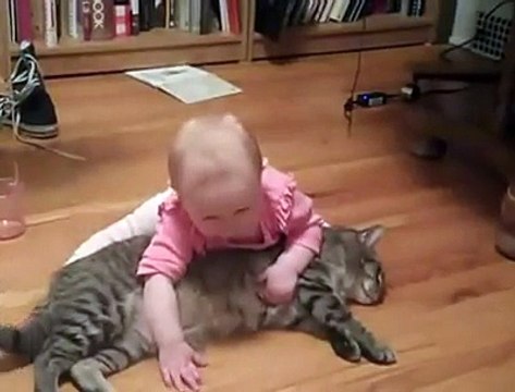 a baby play with cat Really very very funny and cute vedio