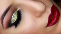 Gold Glitter Cut Crease Smokey Eye