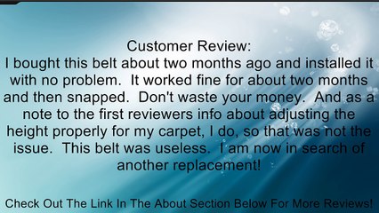 Electrolux Homecare Products 61110C Eureka Style "R" Extended Life Replacement Belt Review