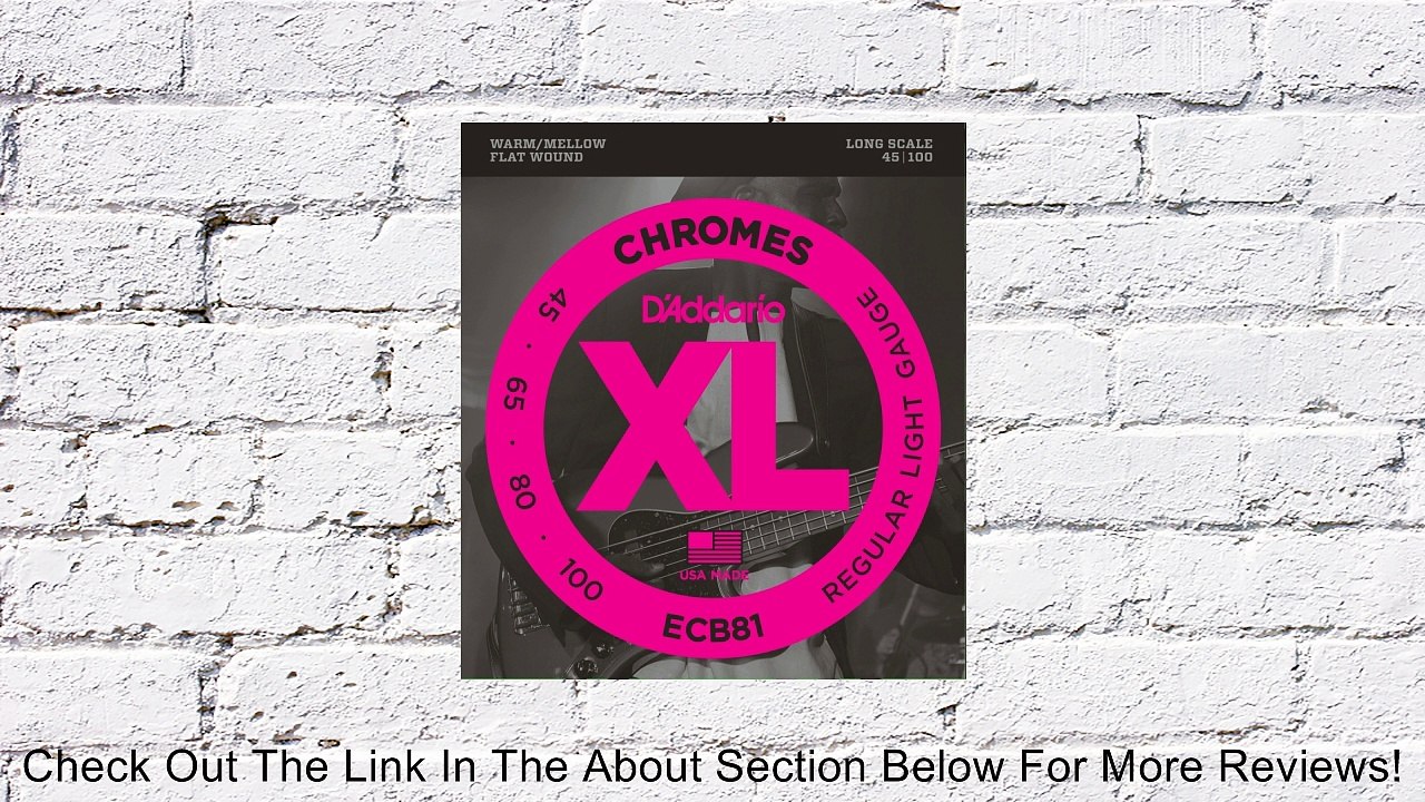 D'Addario ECB81 Chromes Bass Guitar Strings, Light, 45-100, Long Scale Review