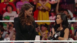 WWE RAW 2014 AJ Brooks as AJ Lee talk about the championship with Stephanie Mcmahon,with Paige&The Bella Twins,rib cage pendant