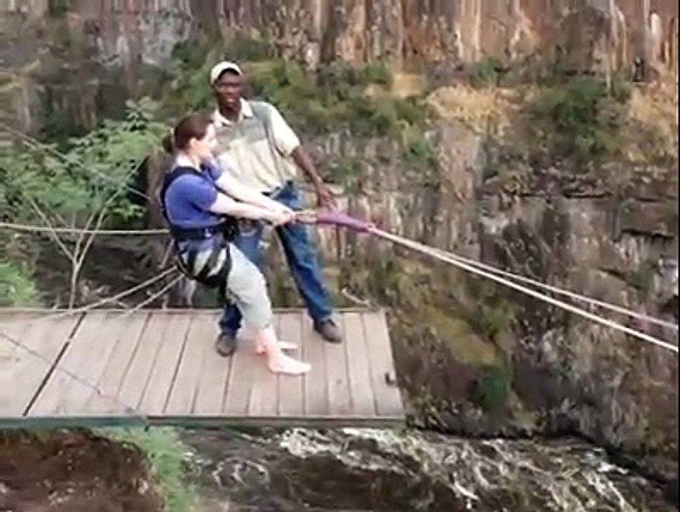 Wonderful  amazing jump from very hight to deep river