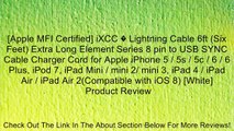 [Apple MFI Certified] iXCC � Lightning Cable 6ft (Six Feet) Extra Long Element Series 8 pin to USB SYNC Cable Charger Cord for Apple iPhone 5 / 5s / 5c / 6 / 6 Plus, iPod 7, iPad Mini / mini 2/ mini 3, iPad 4 / iPad Air / iPad Air 2(Compatible with iOS 8)