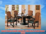 Round Pedestal Dining Table with 4 Side Chairs in Dark Walnut Finish
