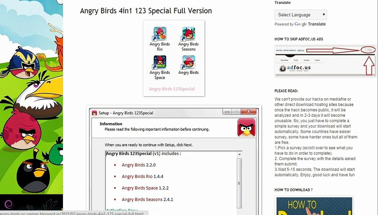 Angry Birds 4in1 123 Special Full Version Incl Activation Key