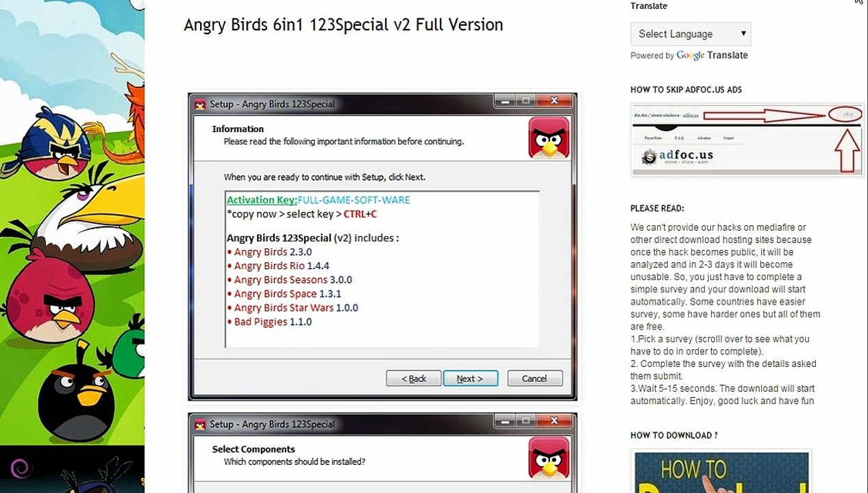 Angry Birds 6in1 123Special v2 Full Version Incl Activation Key