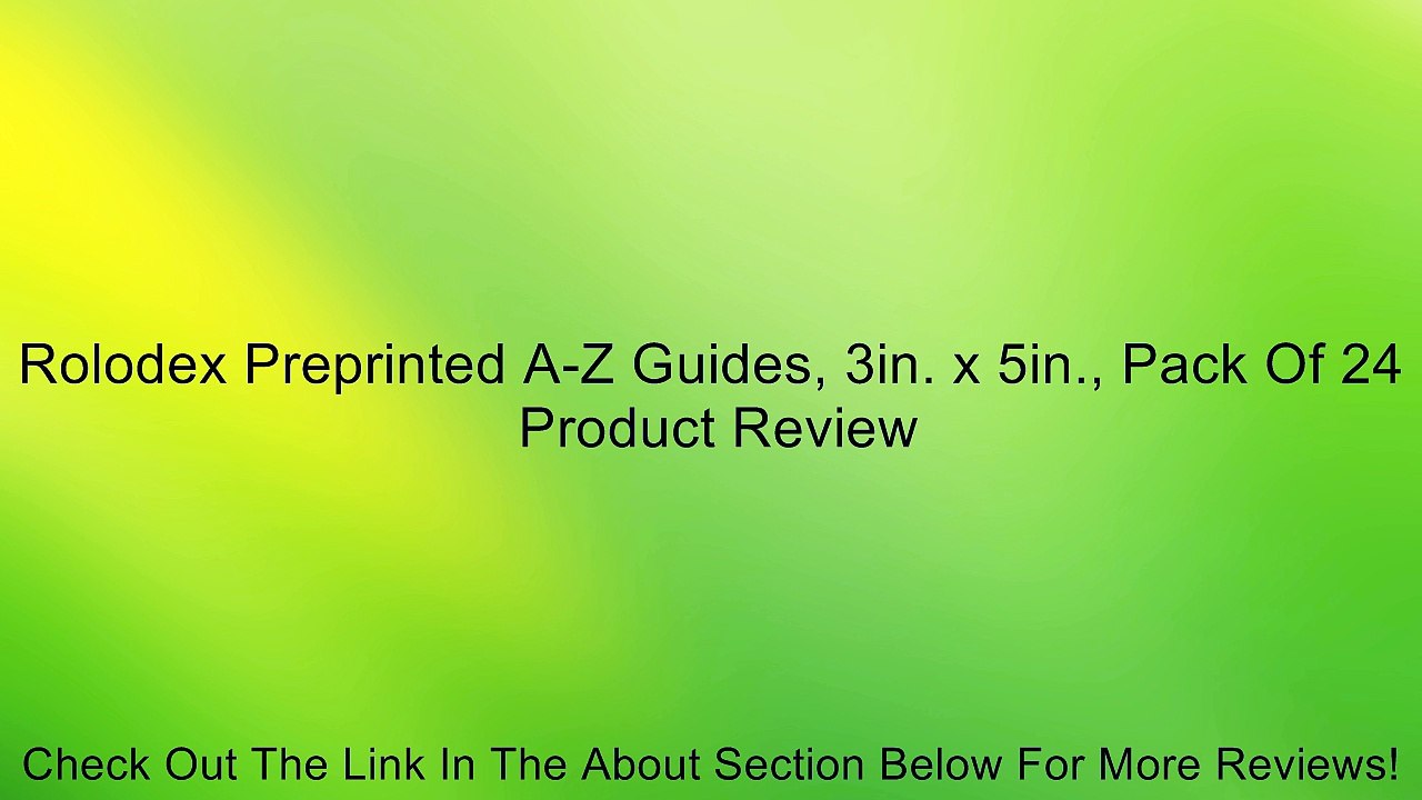 Rolodex Preprinted A-Z Guides, 3in. x 5in., Pack Of 24 Review