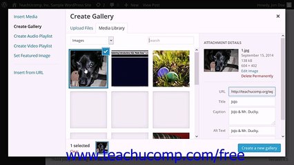 WordPress 4.0 Training Tutorial Adding an Image Gallery