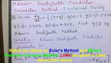 Adams Bashforth Predictor-Corrector Method Explained Easily