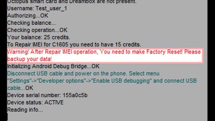 Sony Xperia E (C1605)  Repair IMEI  !!!