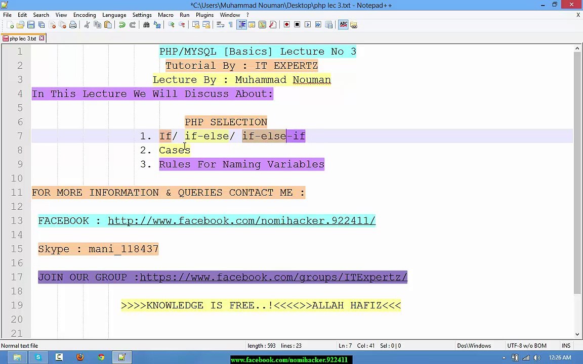 PHP Lecture 3 By IT Expertz