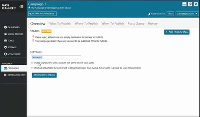 9. Overview of the campaigns in Mass Planner 2