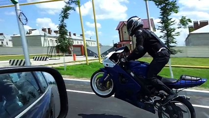 One wheel riding motorbike - motorcycle