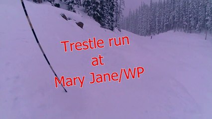 Skiing Trestle run at Mary Jane