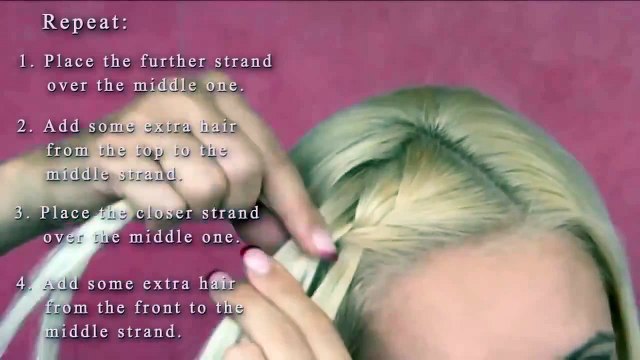 French lace braid tutorial Cute hairstyle for short medium long hair