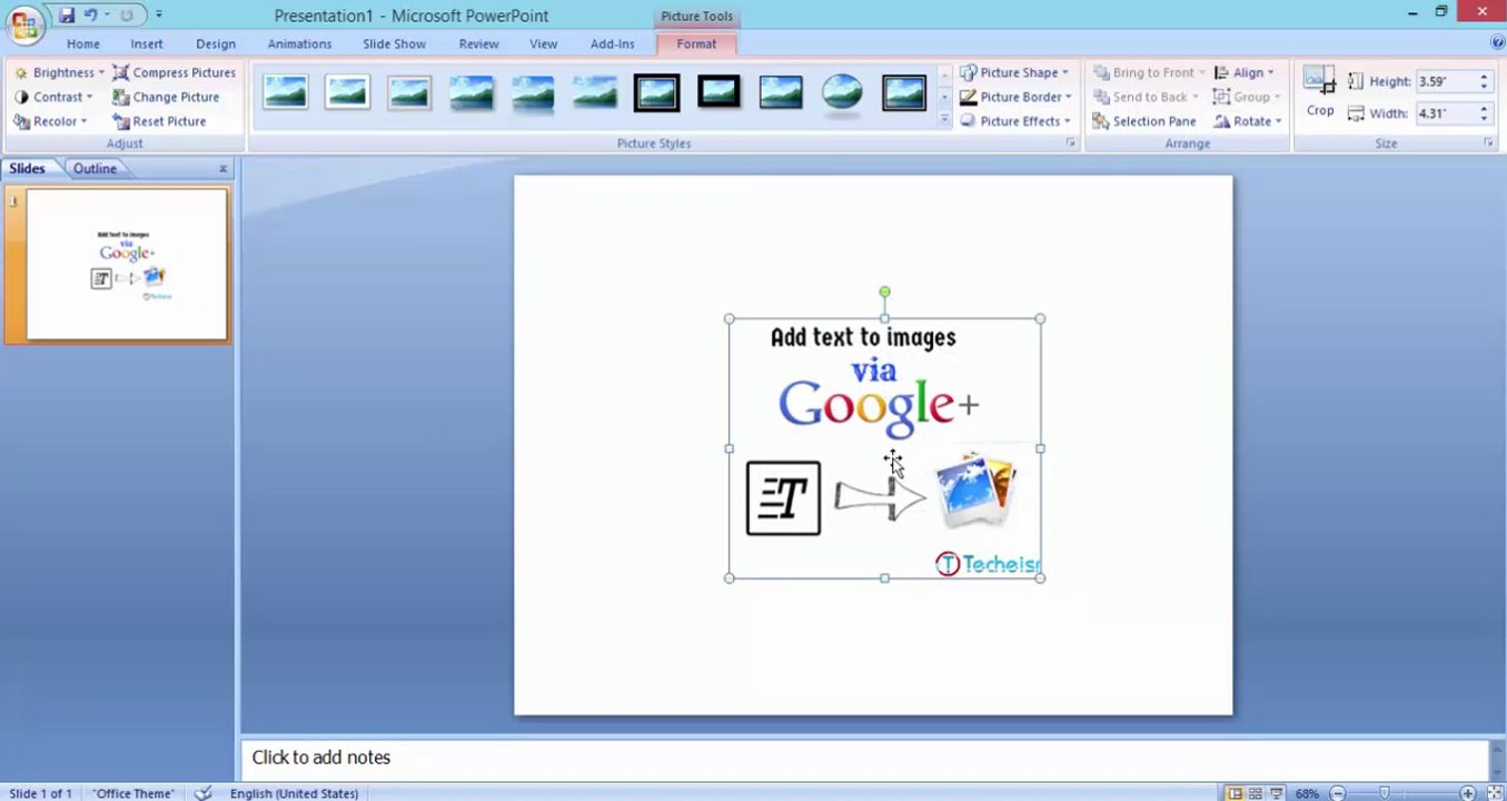 Add text to images via Google +
