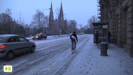 Reveil sous la neige à Strasbourg
