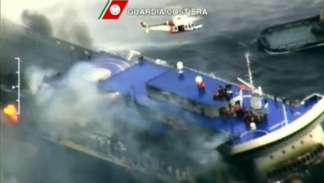 rescued Passengers from burning Greek ferry