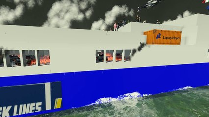 Norman Atlantic ship fire 27/12/2014 3d Animation