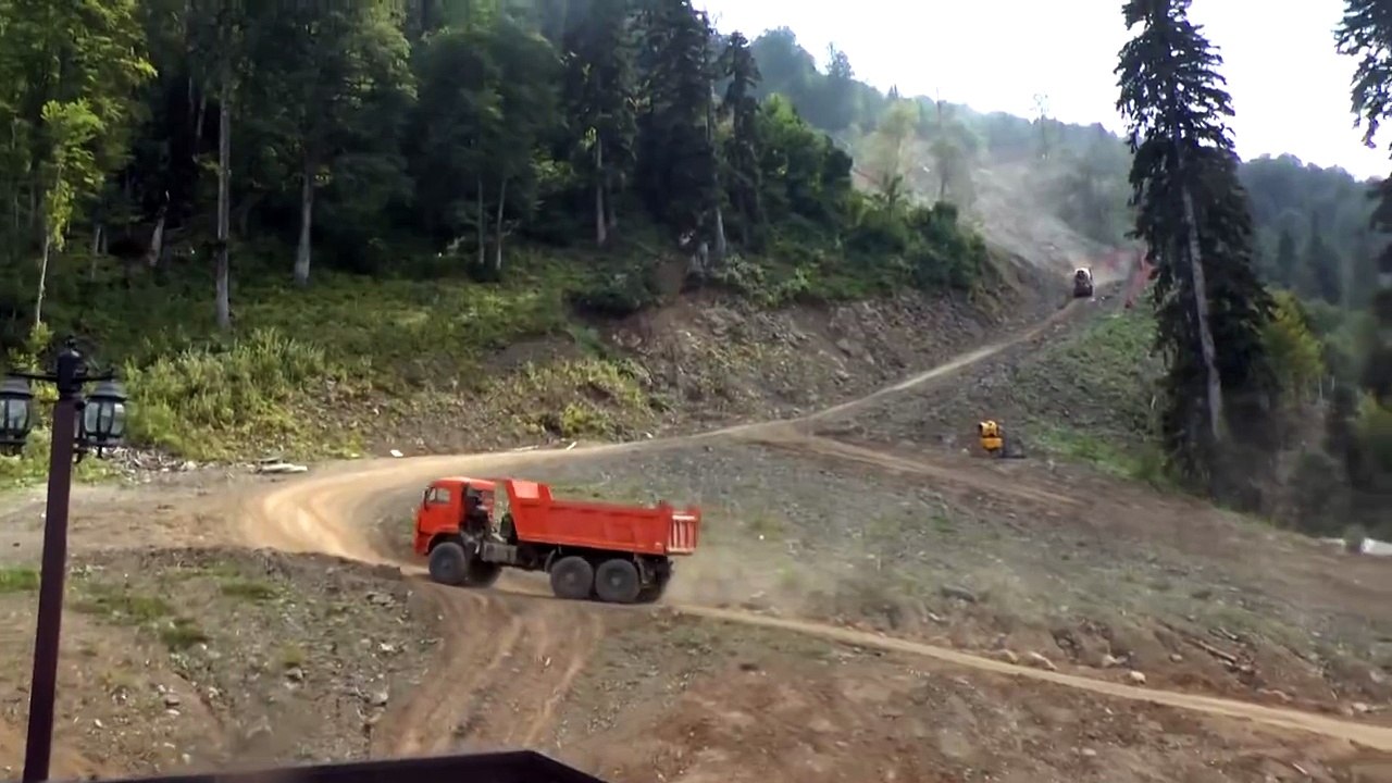 Concrete Mixer Meets Gravity | Hillside Slide