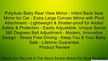 PolyAuto Baby Rear View Mirror - Infant Back Seat Mirror for Car - Extra Large Convex Mirror with Pivot Attachment - Lightweight & Shatter-proof for Added Safety & Protection - Easily Adjustable, Unique Swivel 360 Degrees Ball Adjustment - Modern, Innovat