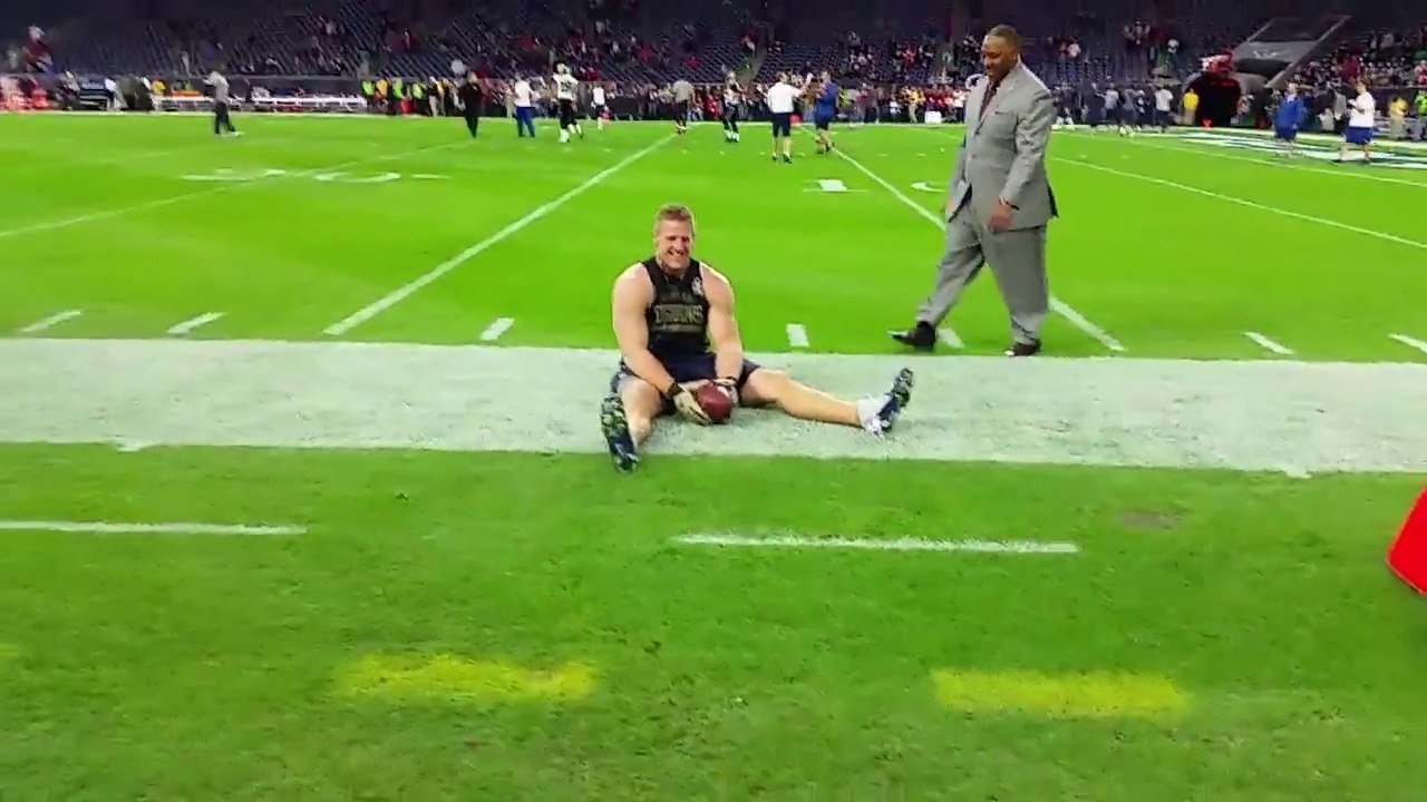 JJ Watt gets swatted by Young texan fan... Hilarious!