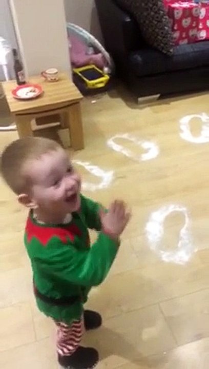 Little Kid Adorably Reacts To Evidence That Santa Visited