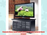Pinnacle Black Finish Glass Doored TV Stand Textured Black Lacquer