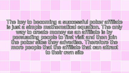 Keys To Becoming A Successful Poker Affiliate