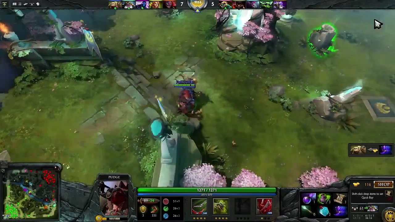 [Dota2] Dendi Pudge Gameplay Dota 2 MMR 2014 Full HD