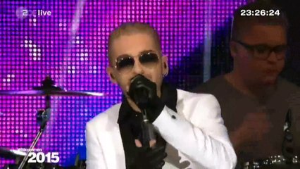 Tokio Hotel à la Porte de Brandebourg pour le "Willkommen 2015" (31.12.14)