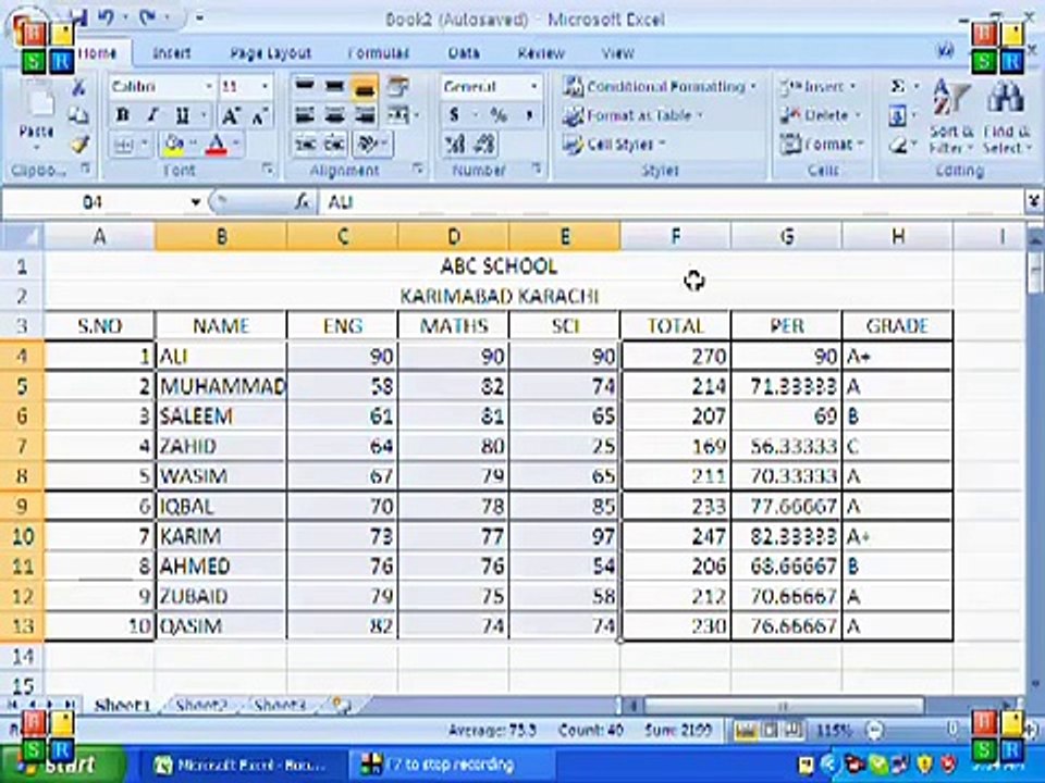 MS Excel Tutorial Urdu/Hindi Part 4