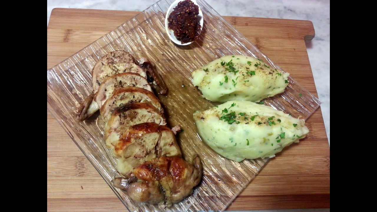Cuisine française - cailles farcies boudin blanc et foie gras